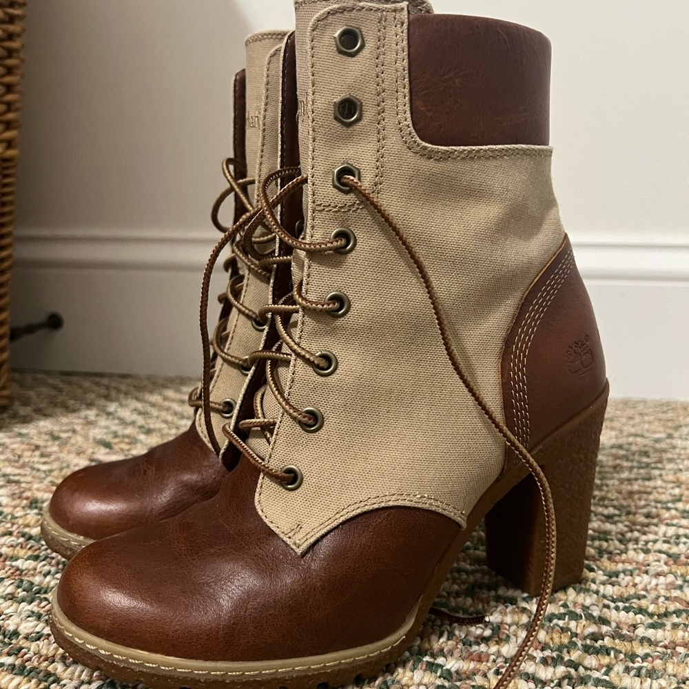 Timberland Glancy Canvas & Leather Heeled Boots - Picture 2 of 5